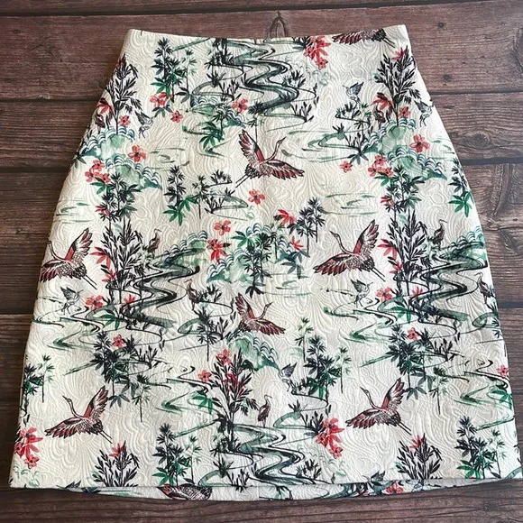 H&M | Jacquard weave bird print mini skirt in cream - Picture 3 of 10